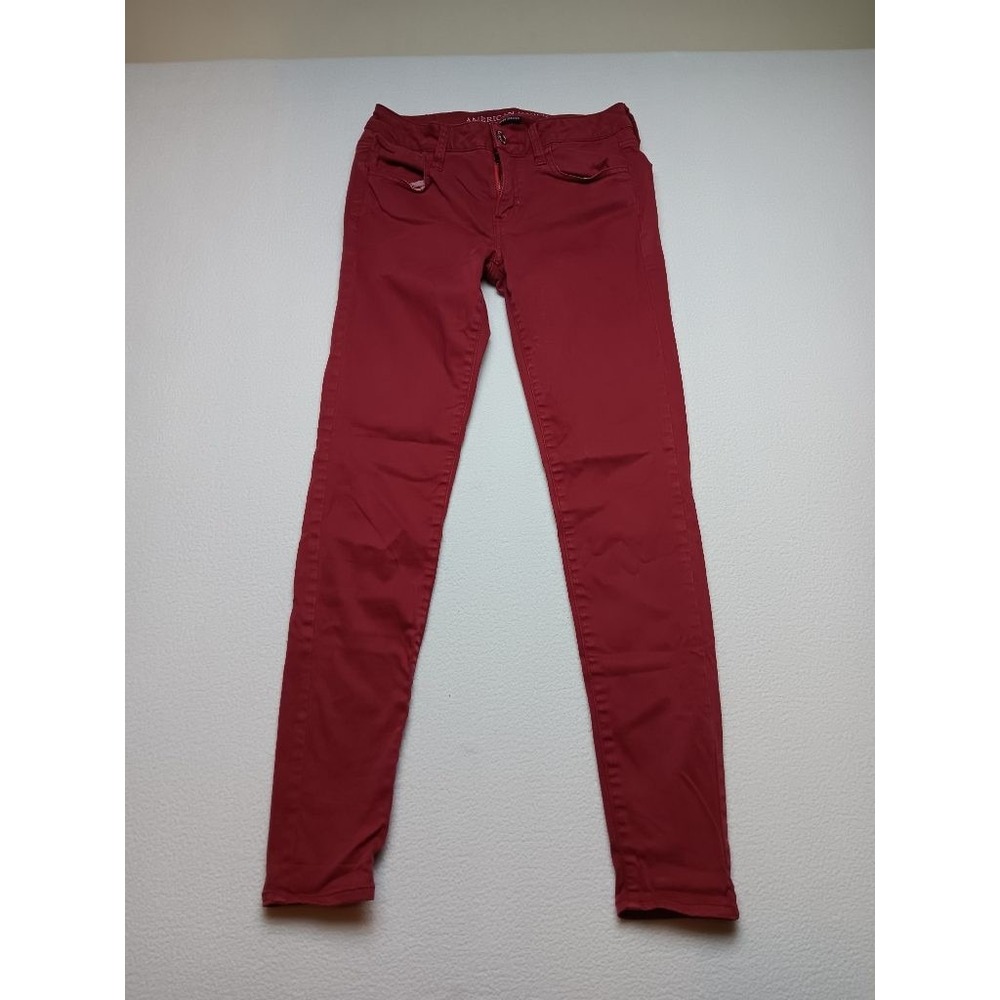 American Eagle Jegging Womens 4 Red Super Stretch Skinny Pants AEW1U2059YA